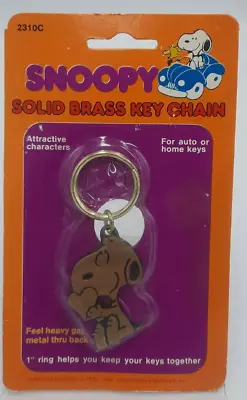 Aviva SNOOPY W/Heart Peanuts Solid Brass Key Chain Vintage 1970's-1980's • $49.99