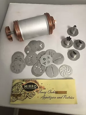 Mirro Aluminum Cookie Press & Pastry  Decorator Set W 29 Disks Vintage.  Spritz • $24