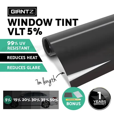 Giantz Window Tint Film VLT 5% Black Roll Car Home House 76cm X 7m Tinting Tools • $12.95