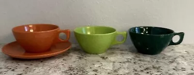 MELAMINE Branchell Melmac Color-Flyte 2 Coffee Cups 1 Saucer. • $19.99