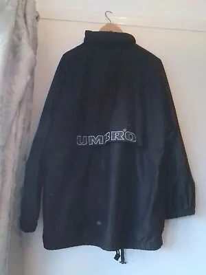 Vintage Blue 90s Umbro Spell Out Jacket Large Mens Football Manager Coat Y2K GC • £20.99