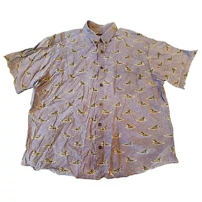 Woolrich Animal Print Sea Lion Button Up All Over Print Blue Mens Size XL • $24