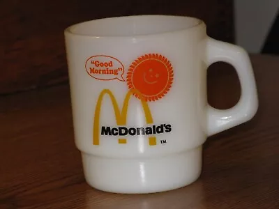 VINTAGE FIRE KING McDonald's Advertising Milk Glass Coffee Cup Mug FREE SHIPPING • $29.99