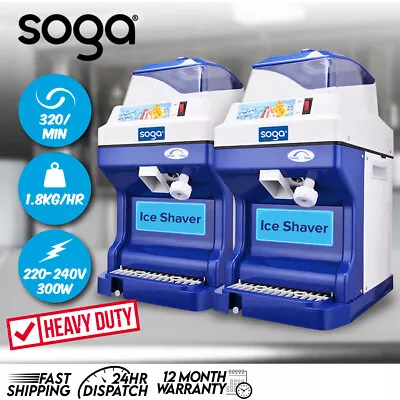 SOGA Commercial 2x Ice Shaver Ice Crusher Slicer Smoothie Maker Machine 180KG/h • $839.80