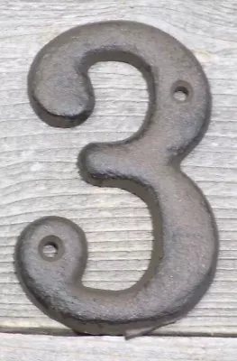 Rustic BROWN Cast Iron Metal House Numbers Street Address # Phone Number 3 THREE • $5.99