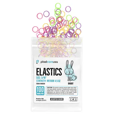 100 Assorted Color Medium 4.5 Oz 3/16  Rabbit Latex Elastic Rubber Bands Braces • $3.99