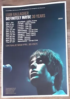 Liam Gallagher OASIS Live Music Show 2024 Promotional Tour Concert Gig Poster • £9.99