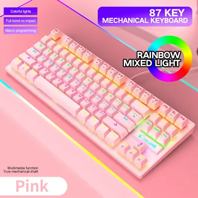 Wired Mechanical Gaming Keyboard 87 Keys Anti-ghosting RGB Backlit For Games • $19.99