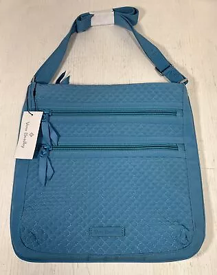 VERA BRADLEY Iconic Triple Zip Hipster Crossbody Bag Seashore Blue Turquoise NWT • $49.95