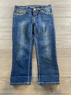 L.A. Idol Womens Pocket Flap Embellished Capri Jeans Size 7 30x18  • $11.88