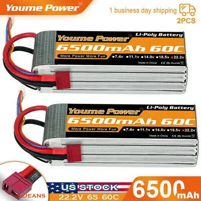 2pcs 22.2V 6S 6500mAh LiPo Battery Deans For RC Helicopter Airplane Quad Truck • $99.99