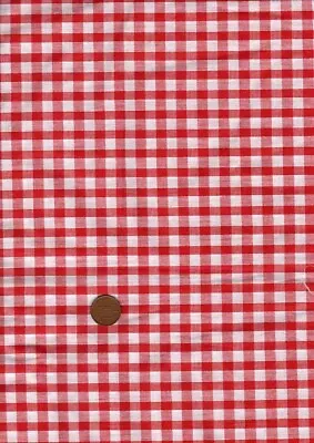 100% Cotton Fabric Vintage Gingham Check Red White Patchwork Craft • £3