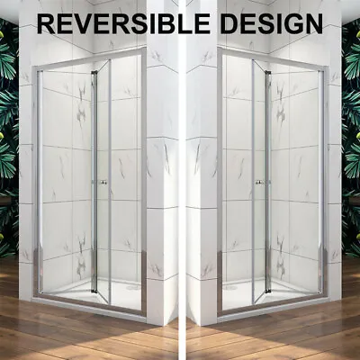 700/760/800/900/1000 Bi Fold Shower Door Shower Enclosure Bathroom Glass Cubicle • £115