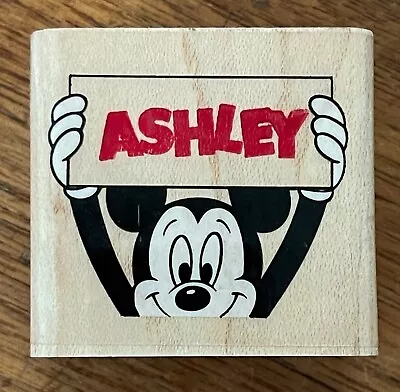 Vintage Disney Mickey Mouse  Ashley  Name Mounted Rubber Stamp • $4.96