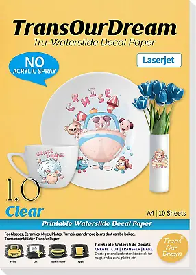 £14.23 • Buy TransOurDream Tru-Waterslide Decal Paper Laser Printer Clear 10 Sheets A4 Water