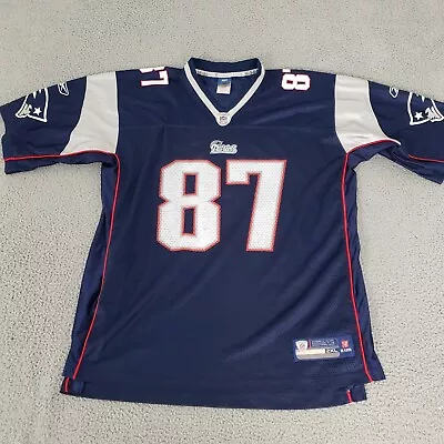 New England Patriots Jersey Mens 2XL Blue 87 Rob Gronkowski XXL Reebok Old Logo • $35