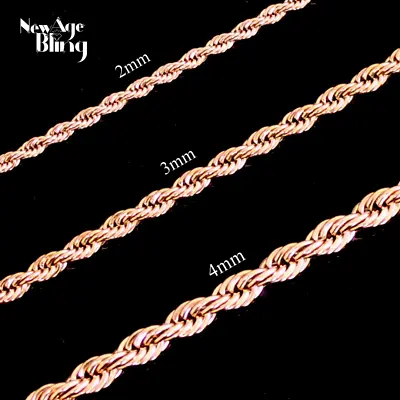 $6.49 • Buy Stainless Steel Rope Chain 14k Rose Gold Plated 16 -30  Men Women Necklace 2-5mm
