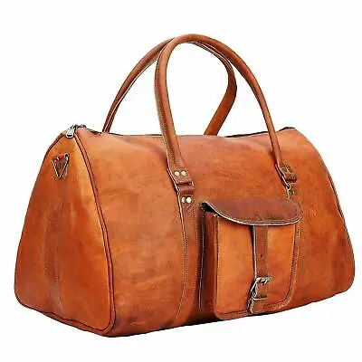 $49.39 • Buy Mens Bag Leather Duffel Travel Luggage Gym Vintage Genuine Weekend Overnight New