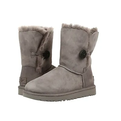 New UGG Bailey Button II Suede Sheepskin Classic Women's Boots (1016226) Grey • $107.95
