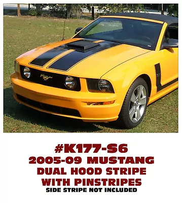 K177 2005-09 MUSTANG - DUAL HOOD STRIPE With PINSTRIPES DECAL KIT • $79.95