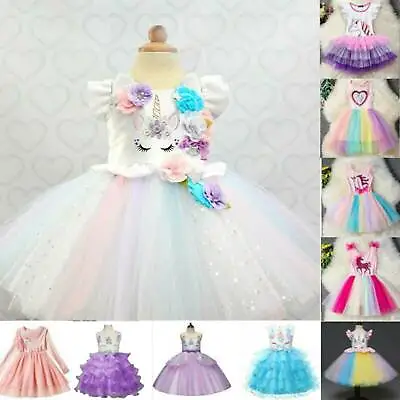 $29.73 • Buy Kids Girl Princess Unicorn Dress Party Bridesmaid Wedding Ball Gown Tutu Dresses