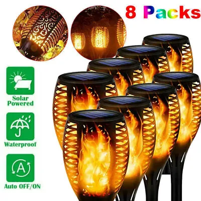 £12.89 • Buy 8× Flame Effect Solar Outdoor Lights Stake Garden Path Flickering LED Torch Lamp