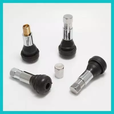 4 Pcs TR413 Wheel Tire Valve Stems Short Chrome Rubber Cap New • $3.99