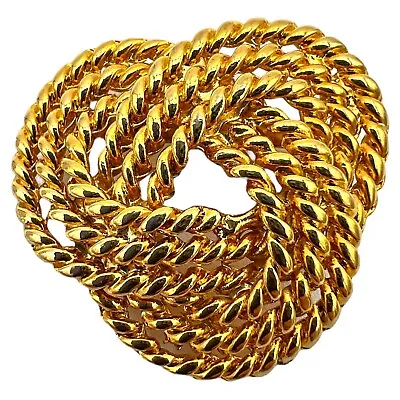 VTG 1990s Unsigned Goldtone Metal Brooch Rope MONKEY'S FIST KNOT Type Nautical • $11.69