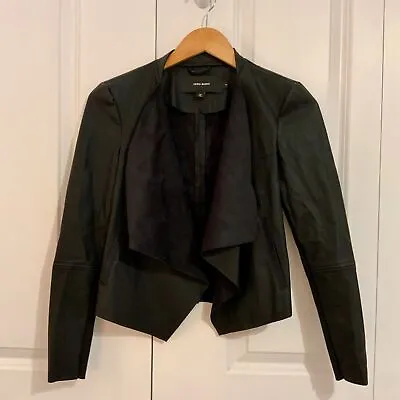 Vero Moda Women's Black Faux Leather Waterfall Hem Short Open Jacket XS • $29.98