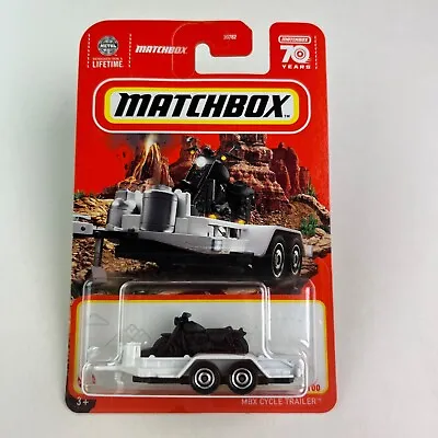 Matchbox MBX Cycle Trailer White 63/100 Black Motorcycle 1:64 Diecast Car 2022 • $2.49