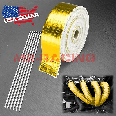 Gold Exhaust Pipe Insulation Thermal Heat Wrap 2 X50' Motorcycle Header • $20.66