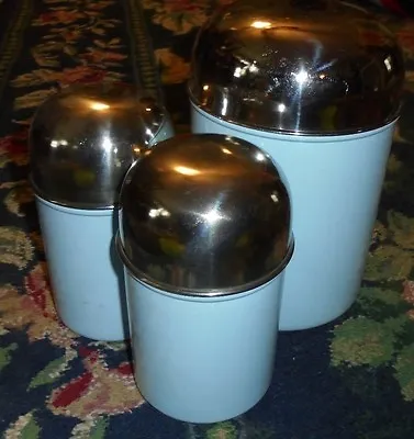 Canister Set Eames 1950 Space Bullet Rocket Style Canisters Vintage Repro Blue • $12.41