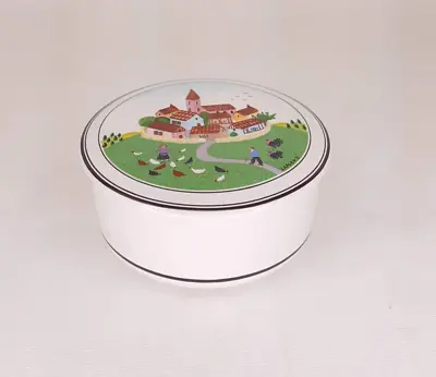 Vintage VILLEROY & BOCH NAIF Spice Candy Dish With Lid Laplau Village Chickens • $16.99