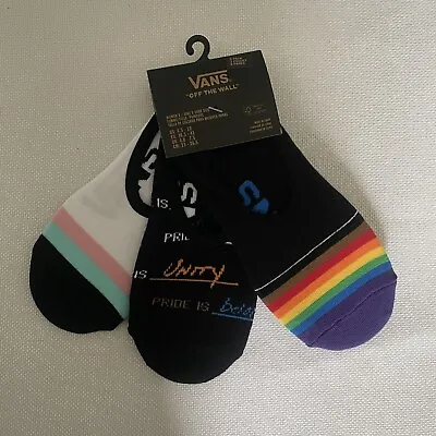 VANS Women's No Show Sock Liners Pride Rainbow 3 Pack 6.5 - 10 • $13.90