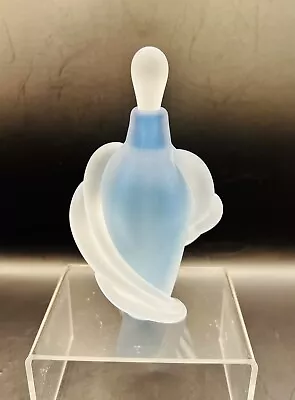 VITRIX Blue Perfume Bottle VTG Thomas T Buechner 1984 Hand Blown Art Deco Style • $89.95