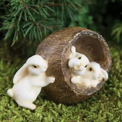 Miniature Dollhouse Fairy Garden Bunnies In Walnut - Buy 3 Save $6 • $12.99