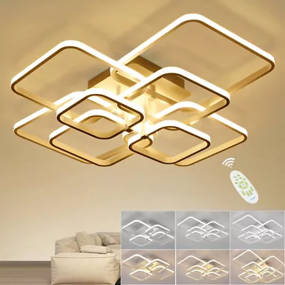 4/6/8 Head Dimmable Modern Lamp Square LED Ceiling Chandelier Lights Bedroom • £58.99