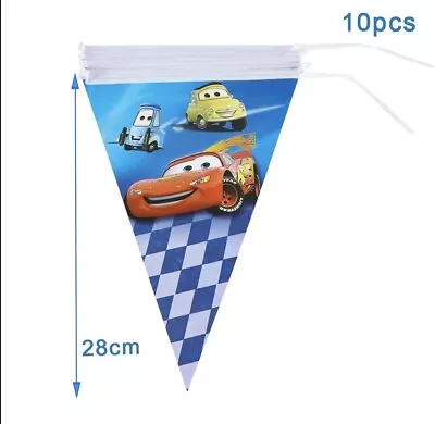 Lightning Mcqueen Cars  Birthday Party Decoration Banner Bunting 10 Flags  • £4.99