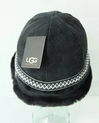 UGG Women’s Black Shearling Mosaic Bucket Hat Size Small • $74.99