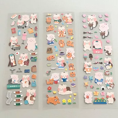 (3 Pack) Korean Polco Diary Kawaii Holographic Cute Sticker Sheet Piggy Squirrel • $4.49