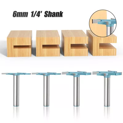 1/4  6mm Shank T-slot Milling Router Bit Carbide Biscuit Joiner Cutter Woodwork • £6.79