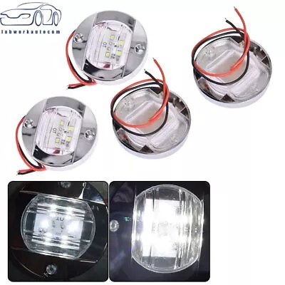 4X White 3  Round Marine Boat LED Cabin Deck Walkway Courtesy Lights Stern Light • $10.84