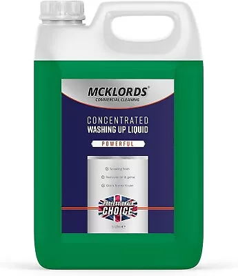 McKLords Concentrated Washing Up Liquid Green 5L (Pack Of 1) • £11.25