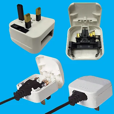 £2 • Buy White, 2 Pin Euro To 5A UK 3 Pin Mains Fused Plug Converter Travel Adaptor