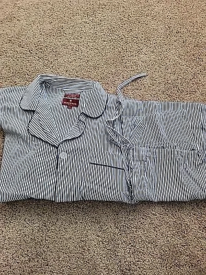 Vintage Nordstrom Pajama Set 2 X2 Pinpoint Large Blue Stipes 100% Cotton ECU • $45.99