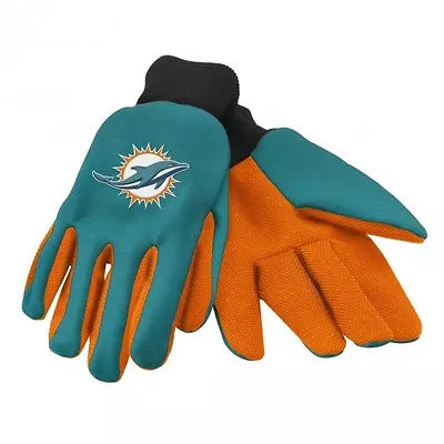 2 Pair Miami Dolphins Nfl Team Logo Utility Gloves Nwt   • $14.03