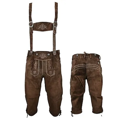 Men's Bavarian Lederhosen Oktoberfest Suede Leather Shorts Trousers Plain • $59.90