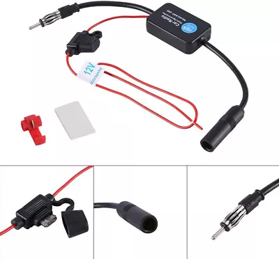 Universal Car 12V  FM&AM Radio Antenna Signal Amp Amplifier Reception Booster • £7.25