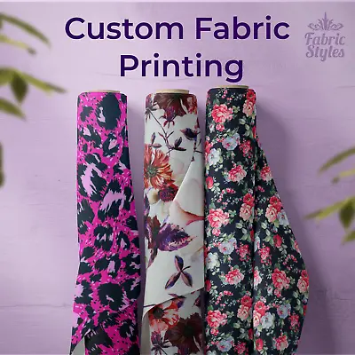 £0.99 • Buy Custom Printed Fabrics Jersey Polyester Scuba Velvet Liverpool Stretch Fabric