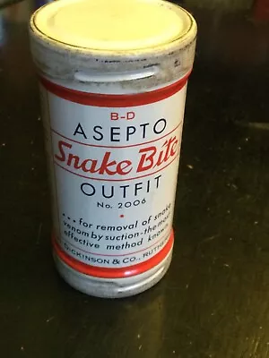 Vintage B-D ASEPTO Snake Bite Outfit First Aid Kit W/ Contents Metal Tin #2006 • $17.49